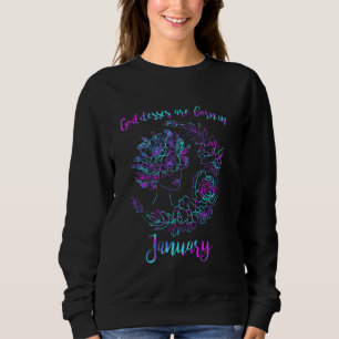 Goddesser föds i januari Blommigt Måne Graphic T Shirt