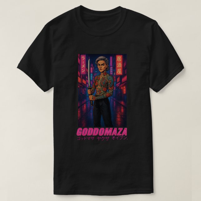 GODDOMAZA NEON ROSA MANAR BLACK TEE (Design framsida)