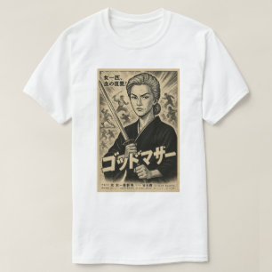 GODDOMAZA SAMURAI MOVIE BW POSTER T SHIRT