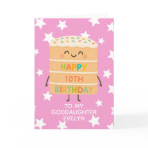 Goddotter 10:e födelsedag Cute Cake Anpassningsbar