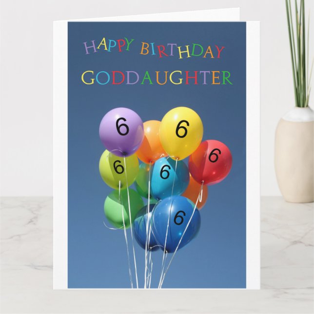 Goddotter, 6e lycklig-ballonger kort (Framsida)