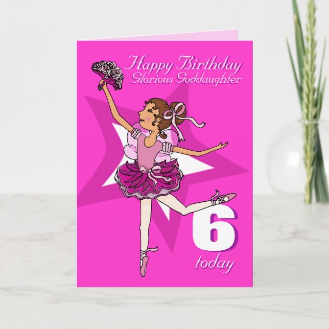 Goddotter ballerina födelsedagskalender lila ålder kort (Framsida)