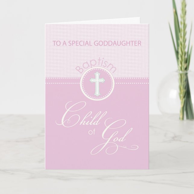 Goddotter Baptism Grattis Rosa Child Child Kort (Framsida)