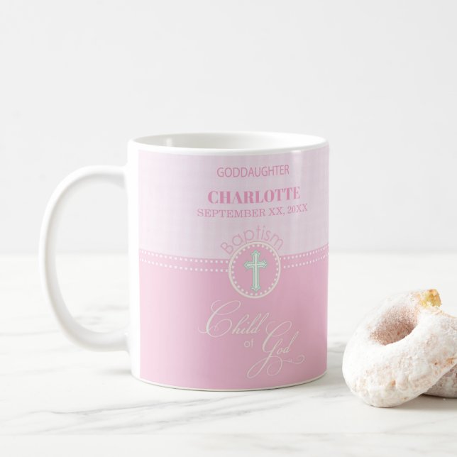 Goddotter Baptism Rosa Child of God Personlig Kaffemugg (Med munk)