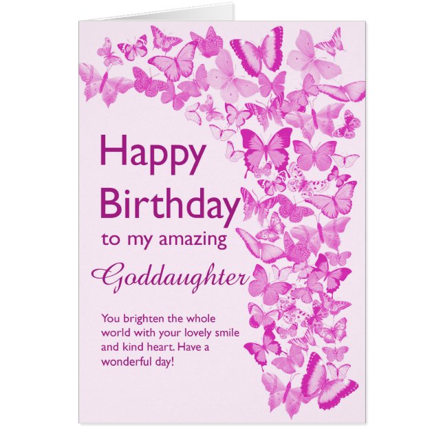 Goddotter Birthday Butterflies Hälsningskort (Framsidan)