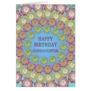 Goddotter Birthday Crochet Flowers Hälsningskort