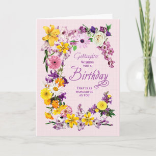 Goddotter Birthday Flower Ram Card Kort