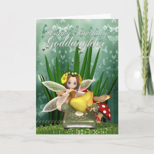 Goddotter Birthday-kort med moonies Fall Fairy Kort
