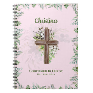 Goddotter CONFIRMATION Rosa Greenery Kor Anteckningsbok