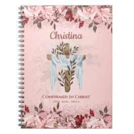 Goddotter CONFIRMATION Rosegold Flowers Rosa EJ Anteckningsbok
