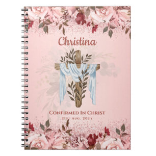 Goddotter CONFIRMATION Rosegold Flowers Rosa EJ Anteckningsbok