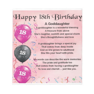 Goddotter Dikt - 18:e födelsedagen Anteckningsblock