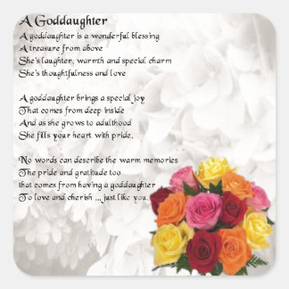 Goddotter Dikt - Flowers Design Fyrkantigt Klistermärke