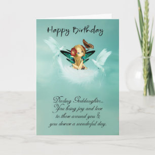 Goddotter Fairy Birthday Card with Doves Kort