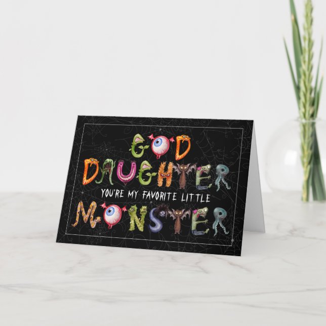 Goddotter Favorite Monster Funny Halloween Helgkort (Framsida)