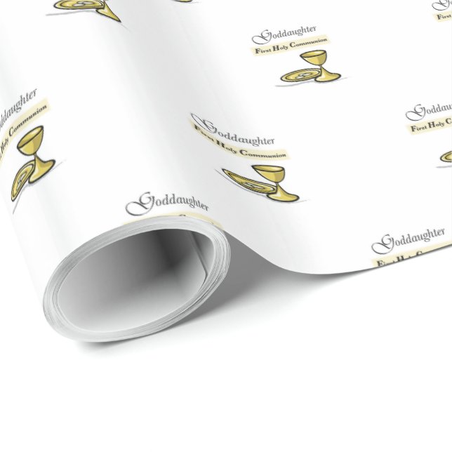 Goddotter First Communion Chalice Presentpapper (Rullad Hörn)
