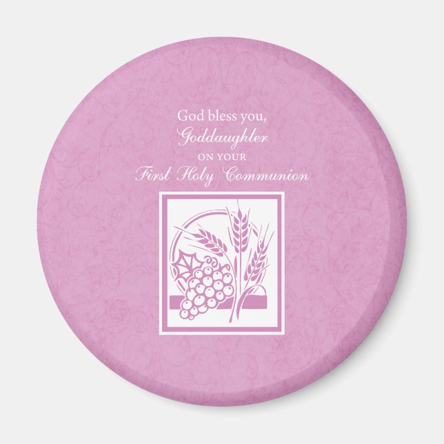 Goddotter First Communion, Rosa Magnet (Framsidan)