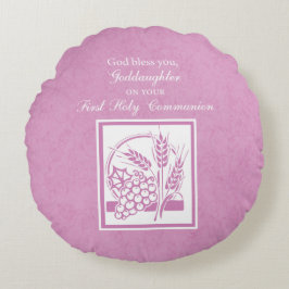 Goddotter First Communion, Rosa Rund Kudde