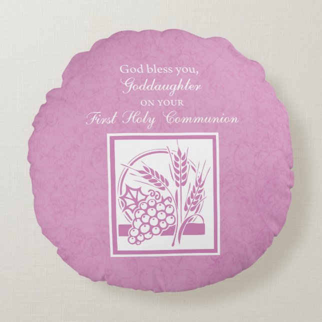 Goddotter First Communion, Rosa Rund Kudde (Framsidan)