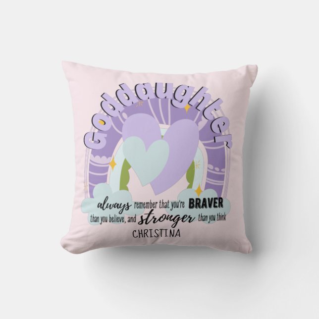 Goddotter Gift Motivational Encouragement NAMED Kudde (Framsida)