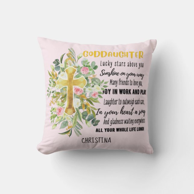 Goddotter Gift Motivational Encouragement NAMED Kudde (Framsida)