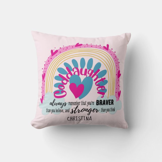 Goddotter Gift Motivational Encouragement NAMED Kudde (Framsida)
