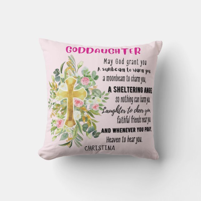 Goddotter Gift Motivational Encouragement NAMED Kudde (Framsida)