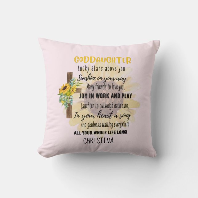 Goddotter Gift Motivational Encouragement NAMED Kudde (Framsida)