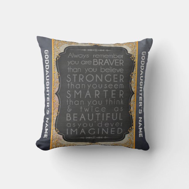Goddotter Gift Motivational Ord Personlig Kudde (Framsida)