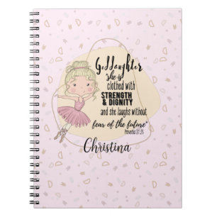 Goddotter Gift QUOTE Proverb Blonde BALLERINA Anteckningsbok