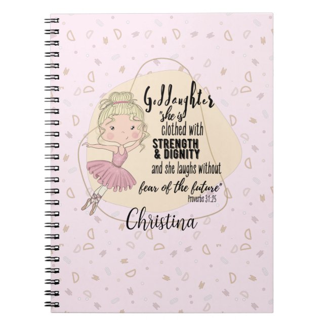Goddotter Gift QUOTE Proverb Blonde BALLERINA Anteckningsbok (Framsidan)
