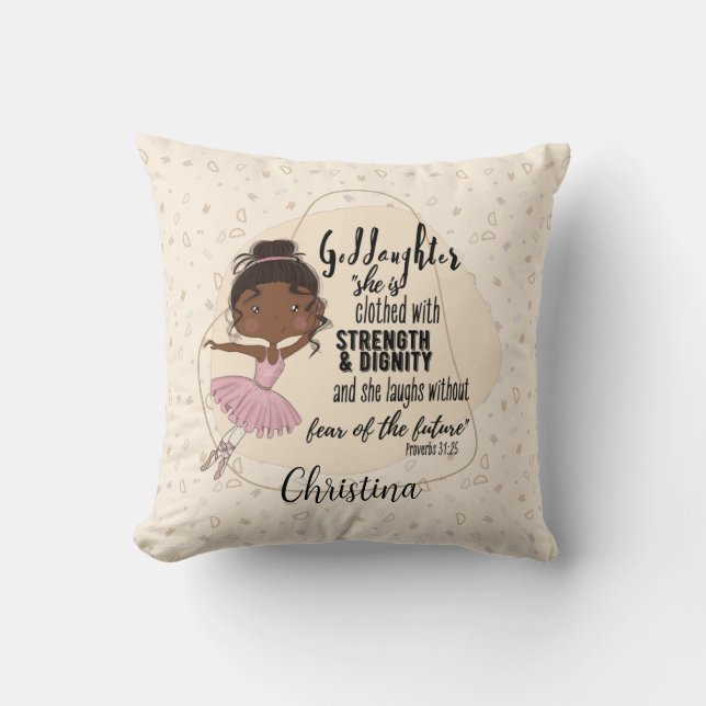 Goddotter Gift Quote Proverb Rosa Ballerina Thro Kudde (Framsida)