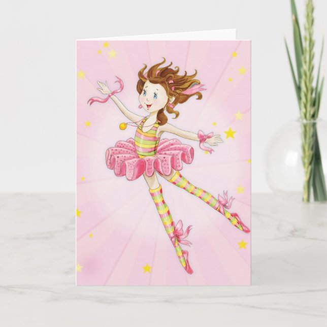 Goddotter Gift Rosa Ballerina Personlig Helgkort (Framsida)