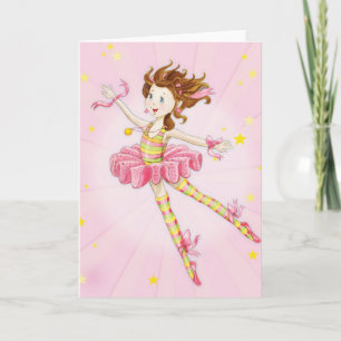 Goddotter Gift Rosa Ballerina Personlig Helgkort
