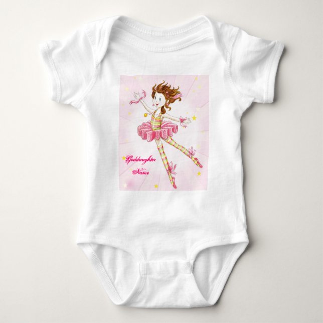 Goddotter Gift Rosa Ballerina Personlig T Shirt (Framsida)