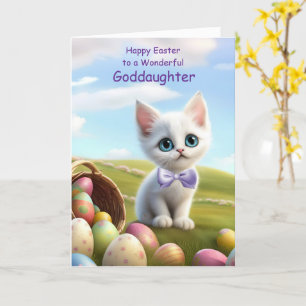 Goddotter Glad påsk med Cute Kitten och Eggs Kort