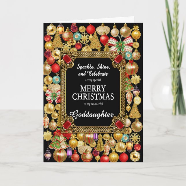 Goddotter God jul med prydnadsföremål Helgkort (Framsida)