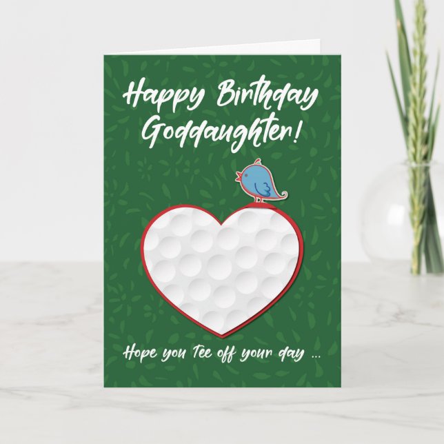 Goddotter Golf Sports Heart Birthday Kort (Framsida)