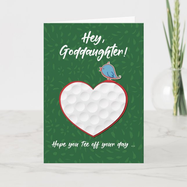 Goddotter Golf Sports Heart Valentine Pretton Kort (Framsida)