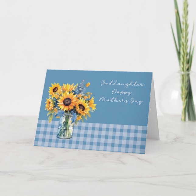 Goddotter Mors dag Sunblommor i Mason Burk Kort (Framsida)