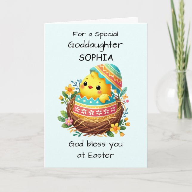 Goddotter Personalize Påsk Blessings Chick Kort (Framsida)