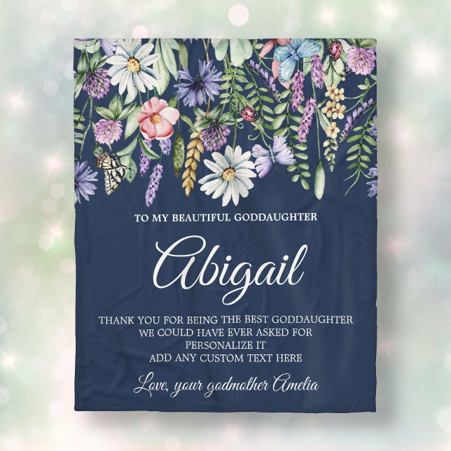 Goddotter WildblommPersonlig Message Fleecefilt (Goddaughter Wildflowers Personalized Message Fleece Blanket
)