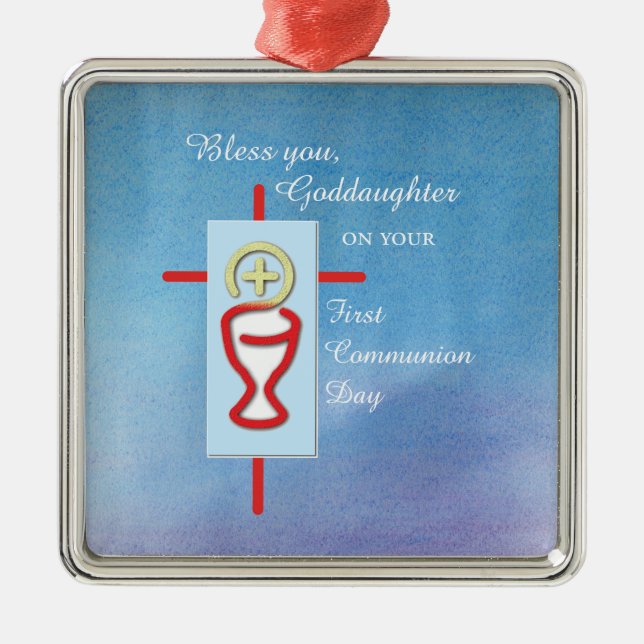 Goddottern, första Heligan kommunien, Turquise Julgransprydnad Metall (Framsidan)