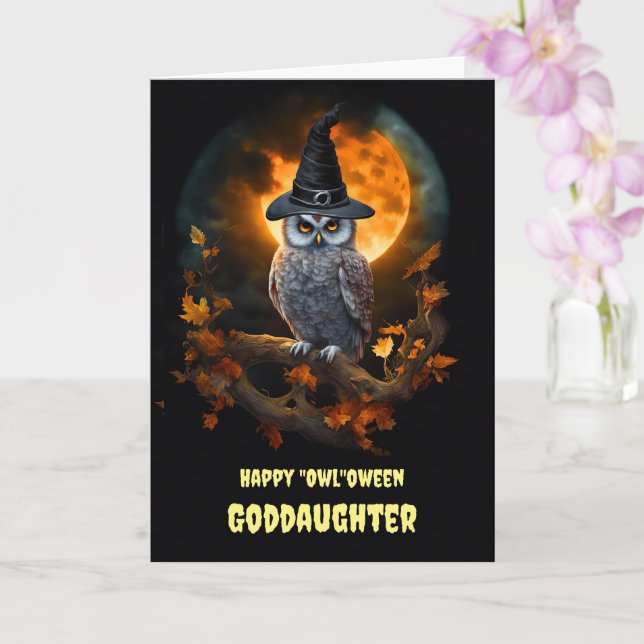Goddottern Happy halloween Uggla och Hat Kort (Orkide)