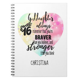 Goddottern Sweet16 Quote Gift Modigare starkare Anteckningsbok