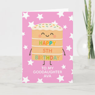 Goddotterns Rosa för Anpassningsbar av Cute Cake p Kort