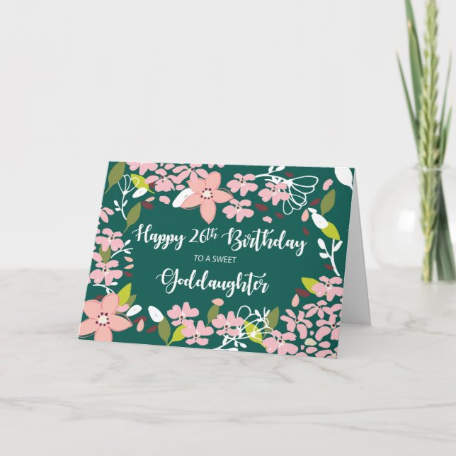 Goddotters 26:e Grönt Flowers Kort (Framsida)