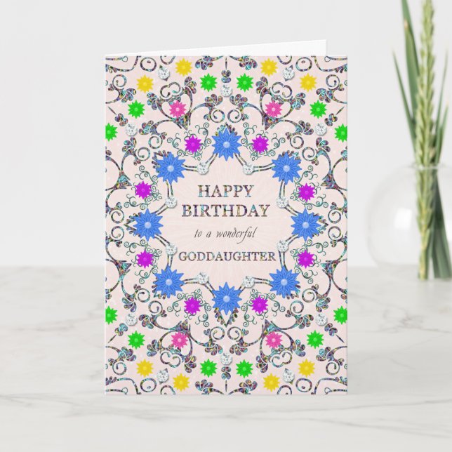 Goddotters Abstrakt Flowers Birthday Card Kort (Framsida)