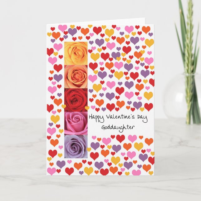 Goddotters Färgad Valentindagen Helgkort (Framsida)