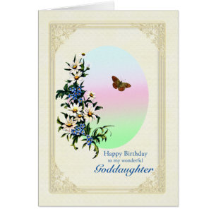 Goddotters födelsedag med blommor hälsningskort